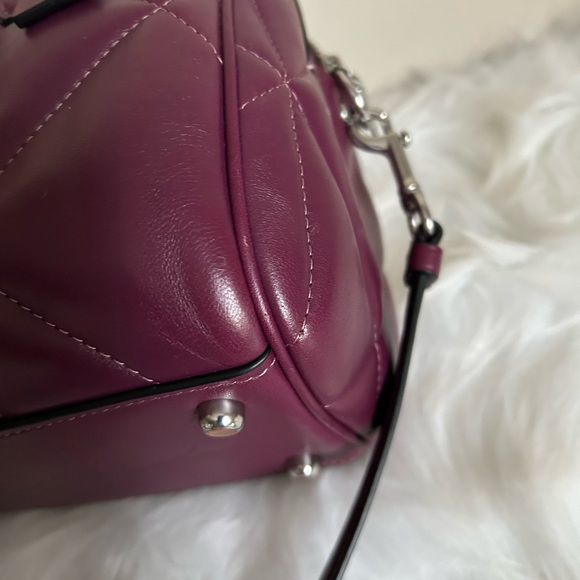 Coach Rowan Satchel Duffle with Diamond Quilting Deep Berry - Picture 7 of 9